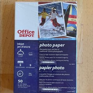 Office Depot High Gloss Photo Paper - White 50  4 inch by 6 inch Sheets